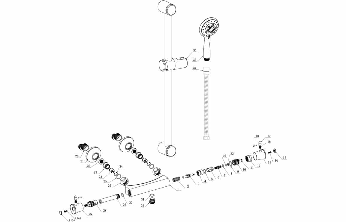 Elara Low Pressure Thermostatic Bar Mixer Shower MPH